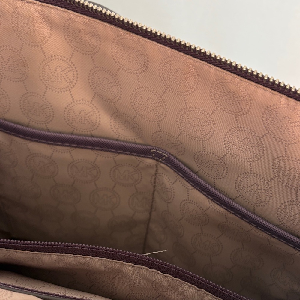 Michael Kors Plum Saffiano Leather Tote with MK Charm - Picture 5 of 6